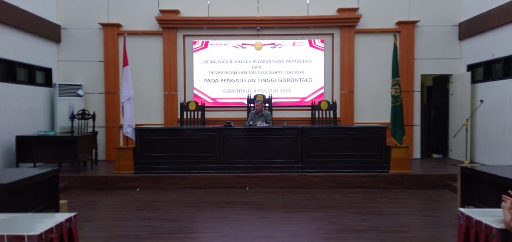 Sosialisasi dan Monev Pelaksanaan Surat Edaran Mahkamah Agung RI Nomor 1 Tahun 2023 di wilayah hukum Pengadilan Tinggi Gorontalo oleh Wakil Ketua Pengadilan Tinggi Gorontalo