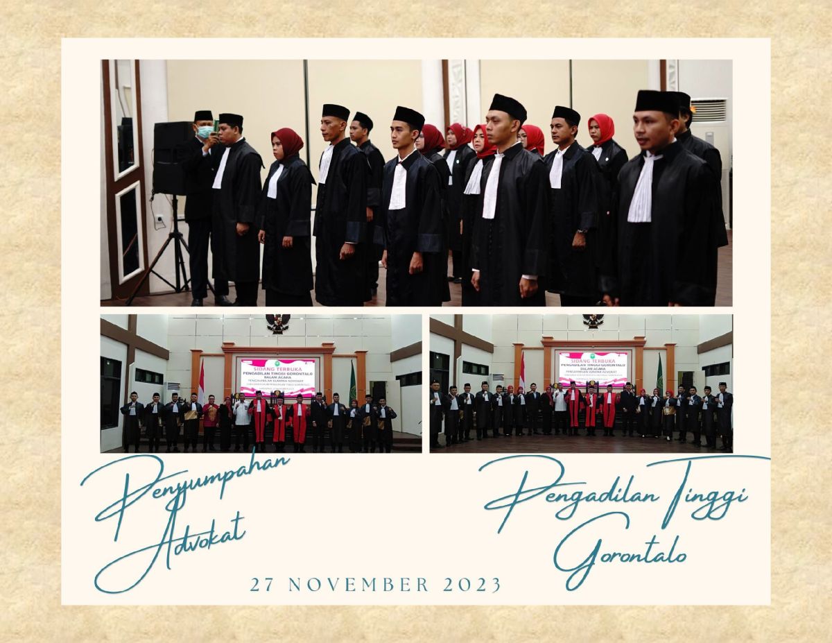 SIDANG TERBUKA PENGADILAN TINGGI GORONTALO DALAM ACARA PENGAMBILAN SUMPAH ADVOKAT